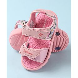 Cute Walk by Babyhug Disney Sandals with Velcro Closure Micky Mouse & Friends Graphic - Pink