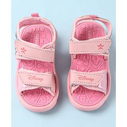 Cute Walk by Babyhug Disney Sandals with Velcro Closure Micky Mouse & Friends Graphic - Pink