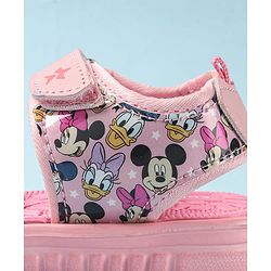 Cute Walk by Babyhug Disney Sandals with Velcro Closure Micky Mouse & Friends Graphic - Pink