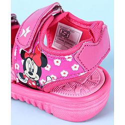Cute Walk by Babyhug Disney Velcro Closure Sandals with Minnie Mouse Print - Dark Pink