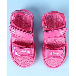 Cute Walk by Babyhug Disney Velcro Closure Sandals with Minnie Mouse Print - Dark Pink