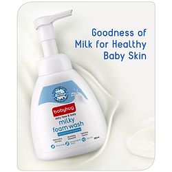Babyhug Milky Face & Body Foam Wash - 200 ml, Extra mild and gentle, Soft & Nourishing Lather, Tear Free