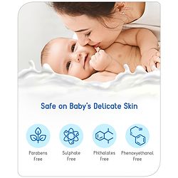 Babyhug Milky Face & Body Foam Wash - 200 ml, Extra mild and gentle, Soft & Nourishing Lather, Tear Free