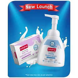 Babyhug Milky Face & Body Foam Wash - 200 ml, Extra mild and gentle, Soft & Nourishing Lather, Tear Free