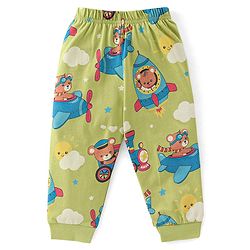 Babyhug Cotton Knit Full Sleeves Night Suit with Dino Print - Lime Green
