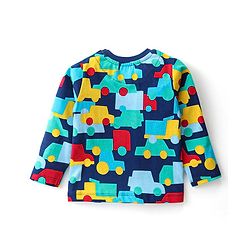 Babyhug Cotton Knit Full Sleeves Night Suit With Vehicles Print - Navy
