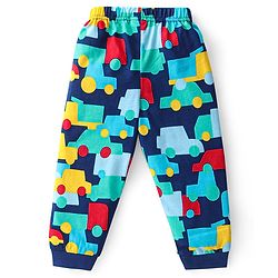 Babyhug Cotton Knit Full Sleeves Night Suit With Vehicles Print - Navy