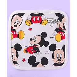 Babyhug Disney Cotton Interlock Kint Wash Cloth with Mickey Mouse Graphics L 28 x H 28 cm Pack Of 3 - White & Blue