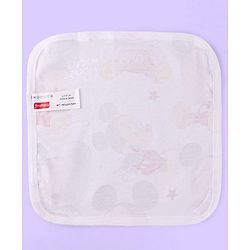 Babyhug Disney Cotton Interlock Kint Wash Cloth with Mickey Mouse Graphics L 28 x H 28 cm Pack Of 3 - White & Blue