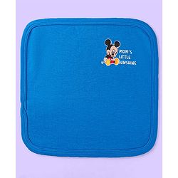 Babyhug Disney Cotton Interlock Kint Wash Cloth with Mickey Mouse Graphics L 28 x H 28 cm Pack Of 3 - White & Blue