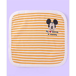 Babyhug Disney Cotton Interlock Kint Wash Cloth with Mickey Mouse Graphics L 28 x H 28 cm Pack Of 3 - White & Blue
