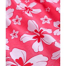 Babyhug Cotton Knit Half Cap Sleeves Floral Printed Anti Bacterial Frock with Bloomer - Dark Pink