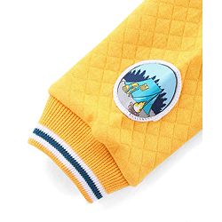 Babyhug Cotton Full Sleeves Hooded Jacket with Zipper Badges & Quilting Detailing - Navy & Yellow