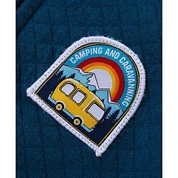 Babyhug Cotton Full Sleeves Hooded Jacket with Zipper Badges & Quilting Detailing - Navy & Yellow
