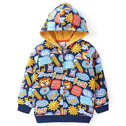 Babyhug Knit Full Sleeves Sweater Set with Aztec & Reindeer Design - Blue