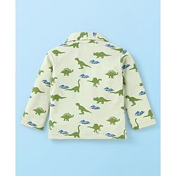 Babyhug Cotton Knit Full Sleeves Dino Printed Night Suit - Light Green