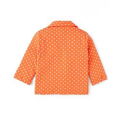 Babyhug Cotton Knit Full Sleeves Night Suit with Polka Dots Print - Orange