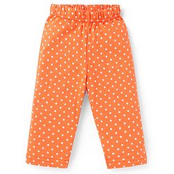 Babyhug Cotton Knit Full Sleeves Night Suit with Polka Dots Print - Orange