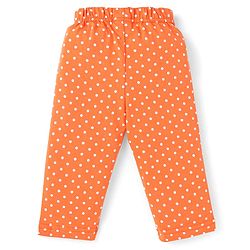 Babyhug Cotton Knit Full Sleeves Night Suit with Polka Dots Print - Orange