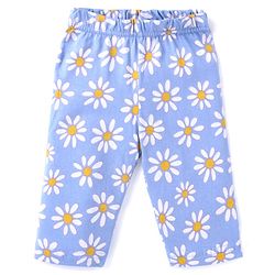 Babyhug Cotton Woven Full Sleeves Front Open Night Suit With Floral Print - Sky Blue