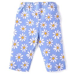 Babyhug Cotton Woven Full Sleeves Front Open Night Suit With Floral Print - Sky Blue