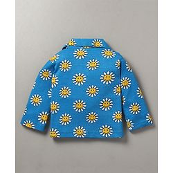 Babyhug Cotton Woven Full Sleeves Night Suit Dino Print - Blue