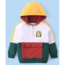 Babyhug Fleece Knit Full Sleeves Hooded Sweatshirt with Cut & Sew & Quilted Design - Multicolour