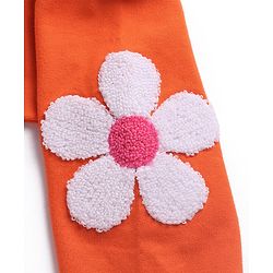 Babyhug Cotton Knit Full Sleeves Floral & Text Printed Collared Sweatshirt with Kangaroo Pockets - Dark Orange