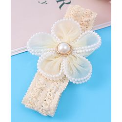 Babyhug Flower & Bead Applique Headband - Beige