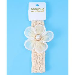 Babyhug Flower & Bead Applique Headband - Beige