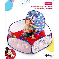 Babyhug Disney Mickey Ball Pool Set With 50 Colourful Balls for Kids |Ball Pit for Kids 2+ Years |Birthday Gift for Kids|BIS Certified