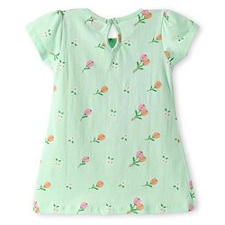 Babyhug Single Jersey Knit Half Sleeves A Line Frocks with Bow Applique Pack of 2 - Peach & Mint
