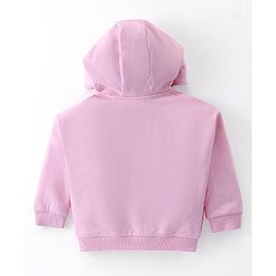 Babyhug Cotton Knit Full Sleeves Hooded Sweatshirt with Bear Embroidery & Ears Applique - Pink