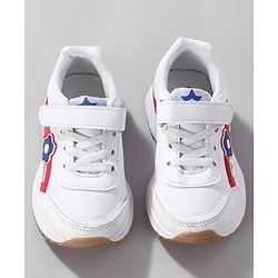 Cute Walk by Babyhug Sneaker with Velcro Closure Floral Applique - White & Royal Blue