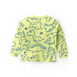 Babyhug Cotton Knit Full Sleeves Night Suit With Dino Print - Light Green