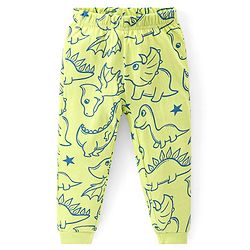 Babyhug Cotton Knit Full Sleeves Night Suit With Dino Print - Light Green