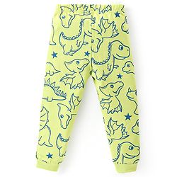 Babyhug Cotton Knit Full Sleeves Night Suit With Dino Print - Light Green