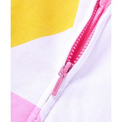 Babyhug Cotton Knit Full Sleeves Hooded Sweatjacket with Color Block Design - Blue Pink & Yellow