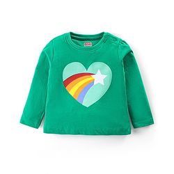 Babyhug Cotton Knit Full Sleeves Night Suit with Heart Print - Green