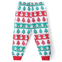 Babyhug Cotton Knit Full Sleeves Night Suit with Christmas Theme Print - White