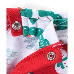 Babyhug Cotton Knit Full Sleeves Night Suit with Christmas Theme Print - White