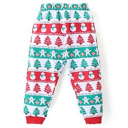 Babyhug Cotton Knit Full Sleeves Night Suit with Christmas Theme Print - White