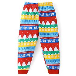 Babyhug Cotton Knit Full Sleeves Night Suit with Christmas Theme Print - White