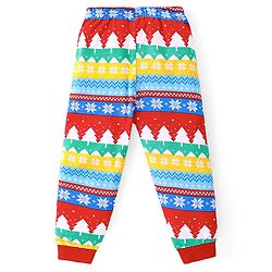 Babyhug Cotton Knit Full Sleeves Night Suit with Christmas Theme Print - White