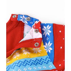 Babyhug Cotton Knit Full Sleeves Night Suit with Christmas Theme Print - White