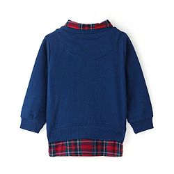 Babyhug Cotton Knit Full Sleeves Overlapped T-Shirt With Santa Applique Detailing - Navy Blue