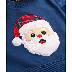 Babyhug Cotton Knit Full Sleeves Overlapped T-Shirt With Santa Applique Detailing - Navy Blue