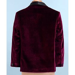 Babyhug Velvet Woven Full Sleeves 4 Piece Solid Colour Party Suit - Wine