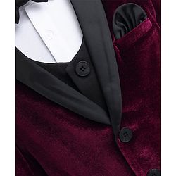 Babyhug Velvet Woven Full Sleeves 4 Piece Solid Colour Party Suit - Wine
