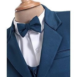 Babyhug Woven Full Sleeves Solid Colour 4 Piece Party Suit - Navy Blue